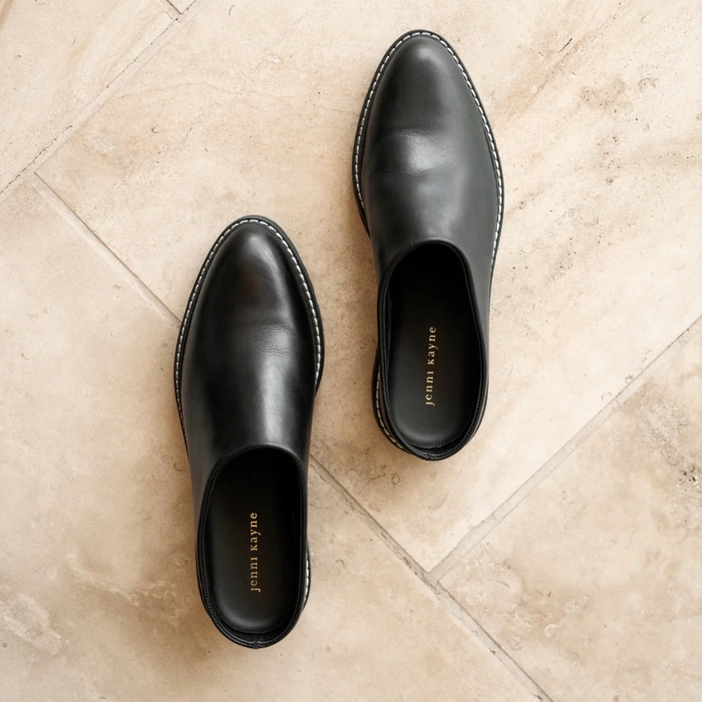 Jenni Kayne Leather Lug Mule (Black, Size 39)